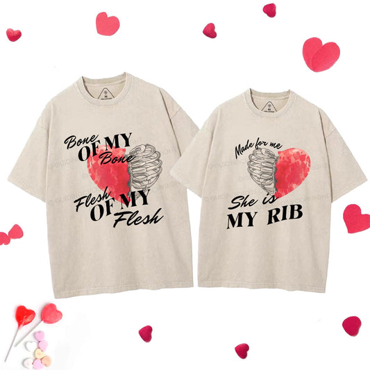 My Rib Genesis 2: 21 Christian Couple Washed T-Shirt Sale - GuidingCross