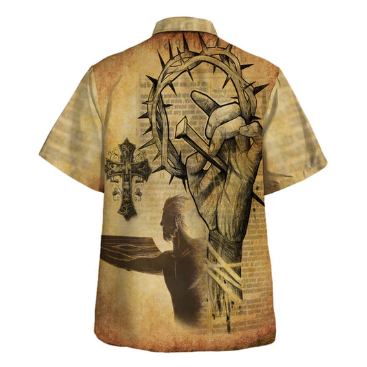 UniJames Nail Christ's Crucifixion Cross Hawaiian Shirt - Christian Hawaiian Shirt - Religious Hawaiian Shirts