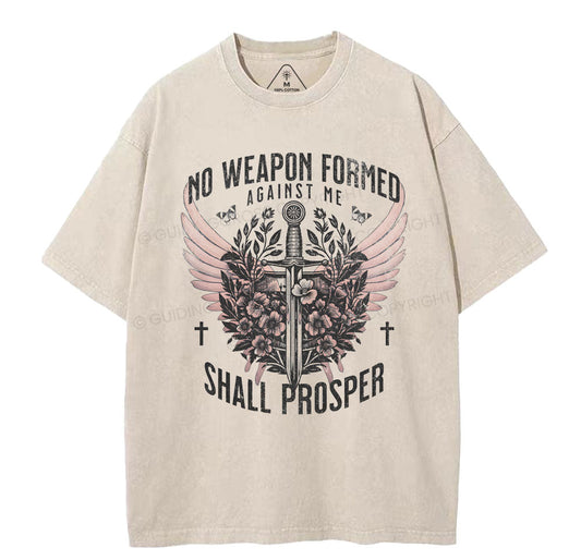 No Weapen Formed Against Me Christian Washed TShirt