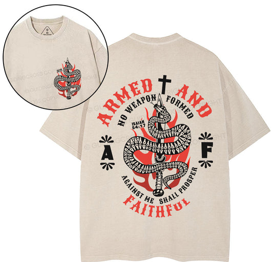 No Weapen Formed Christian Washed T-Shirt Sale - GuidingCross