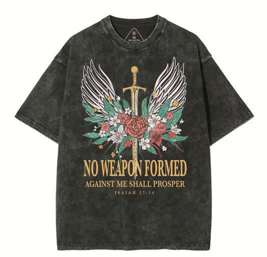 No Weapon Formed Christian Washed T-Shirt Sale - GuidingCross