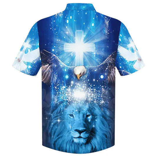 UniJames One Nation Under God Lion Hawaiian Shirt - Best Hawaiian Shirts - Christian Hawaiian Shirt