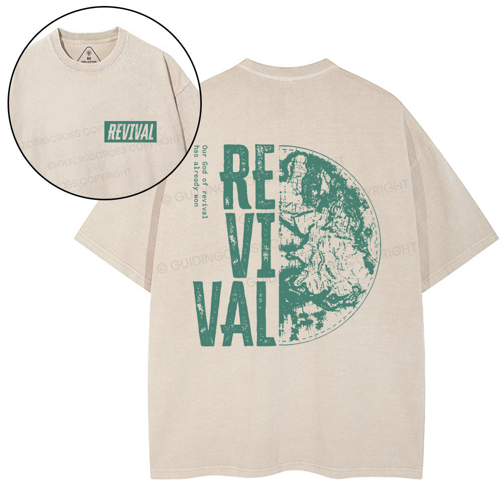 Our God Of Revival Christian Washed T-Shirt Sale - GuidingCross