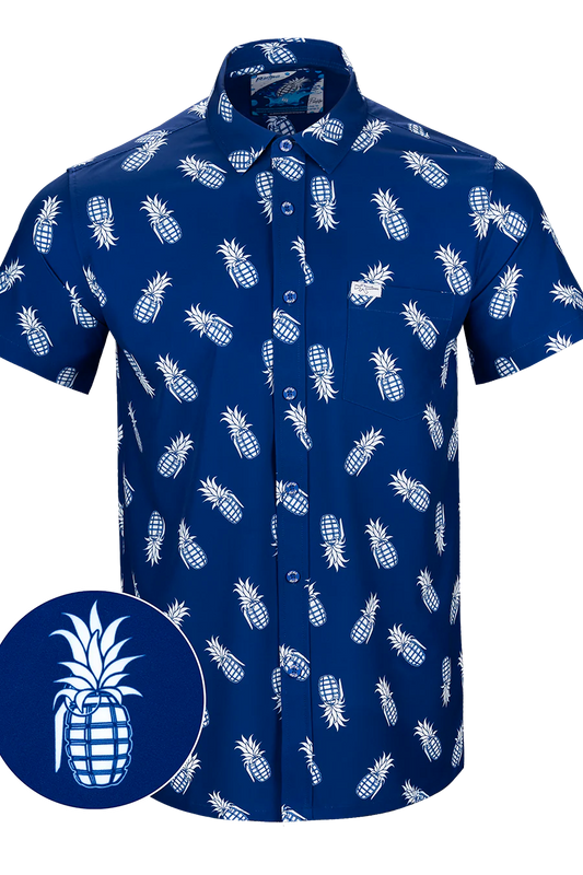 UniJames Comfort Pineapple Grenade (Navy) Button Down For Men