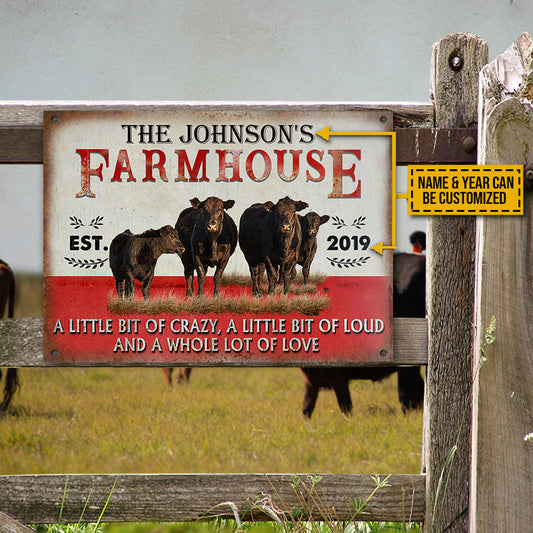 uni Customized Name Farm Black Angus Farmhouse A Little Bit Of Crazy All Printed 3D Metal Sign