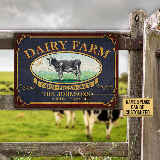 uni Personalized Dairy Farm Farm Fresh Milk All Printed 3D Metal Sign