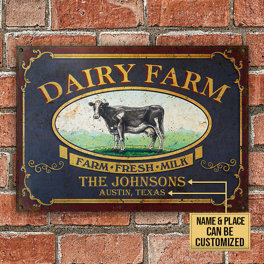 uni Personalized Dairy Farm Farm Fresh Milk All Printed 3D Metal Sign