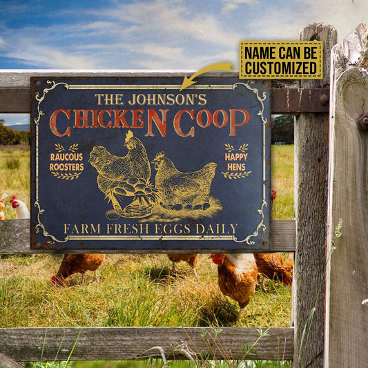 uni Personalized Chicken Coop Black Farm Fresh Eggs All Printed 3D Metal Sign