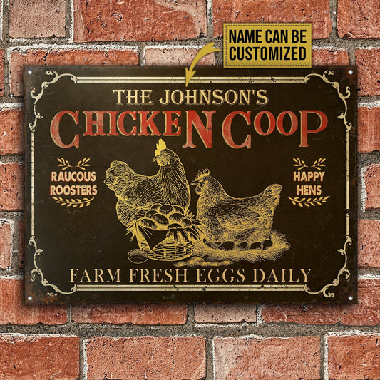 uni Personalized Chicken Coop Brown Farm Fresh Eggs All Printed 3D Metal Sign