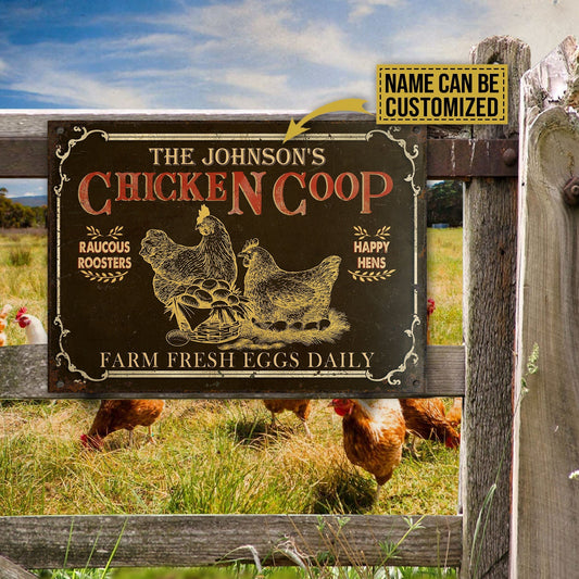 uni Personalized Chicken Coop Brown Farm Fresh Eggs All Printed 3D Metal Sign