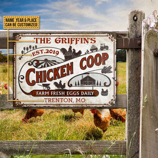 uni Personalized Chicken Coop Fresh All Printed 3D Metal Sign