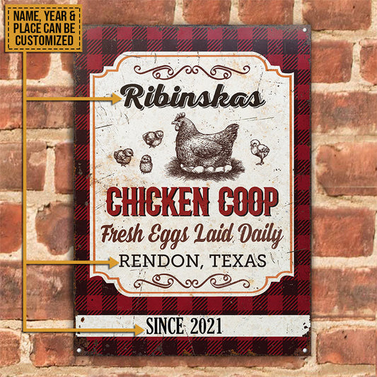 uni Personalized Chick Chicken Coop Fresh Eggs Laid Daily All Printed 3D Metal Sign