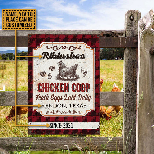 uni Personalized Chick Chicken Coop Fresh Eggs Laid Daily All Printed 3D Metal Sign