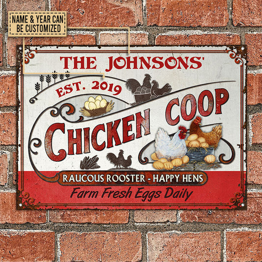 uni Personalized Chicken Coop Fresh Eggs Daily Red White All Printed 3D Metal Sign
