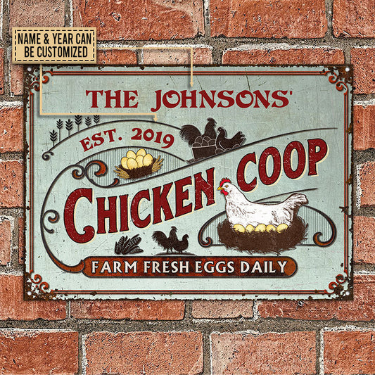 uni Personalized Chicken Coop Fresh Eggs Daily Turquoise All Printed 3D Metal Sign