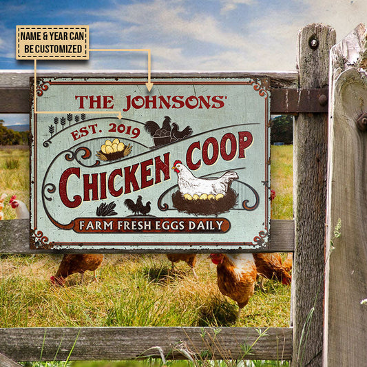 uni Personalized Chicken Coop Fresh Eggs Daily Turquoise All Printed 3D Metal Sign