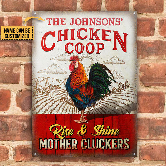 uni Personalized Chicken Coop Rise And Shine Vertical All Printed 3D Metal Sign