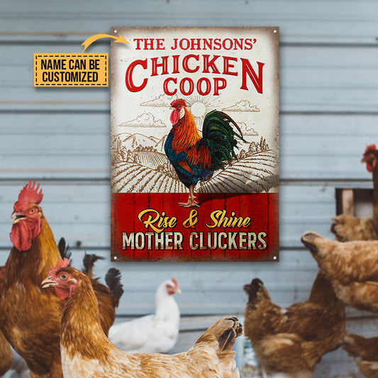 uni Personalized Chicken Coop Rise And Shine Vertical All Printed 3D Metal Sign