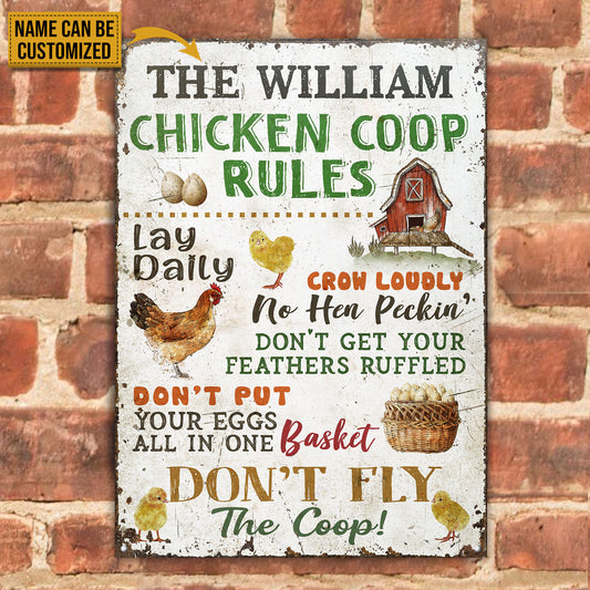 uni Personalized Chicken Coop Rules All Printed 3D Metal Sign