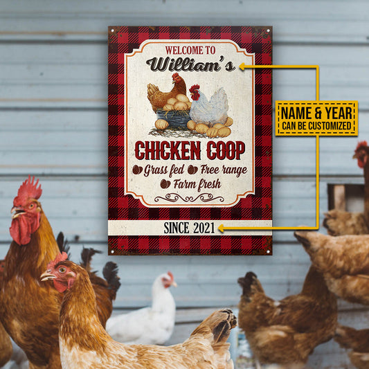 uni Personalized Chicken Coop Welcome Flannel All Printed 3D Metal Sign