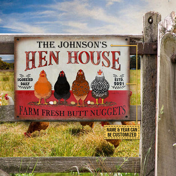 uni Personalized Chicken Hen House Fresh All Printed 3D Metal Sign