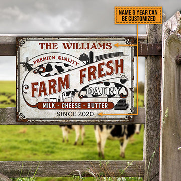 uni Customized Name Cattle Farm Fresh Milk Printed 3D Metal Sign