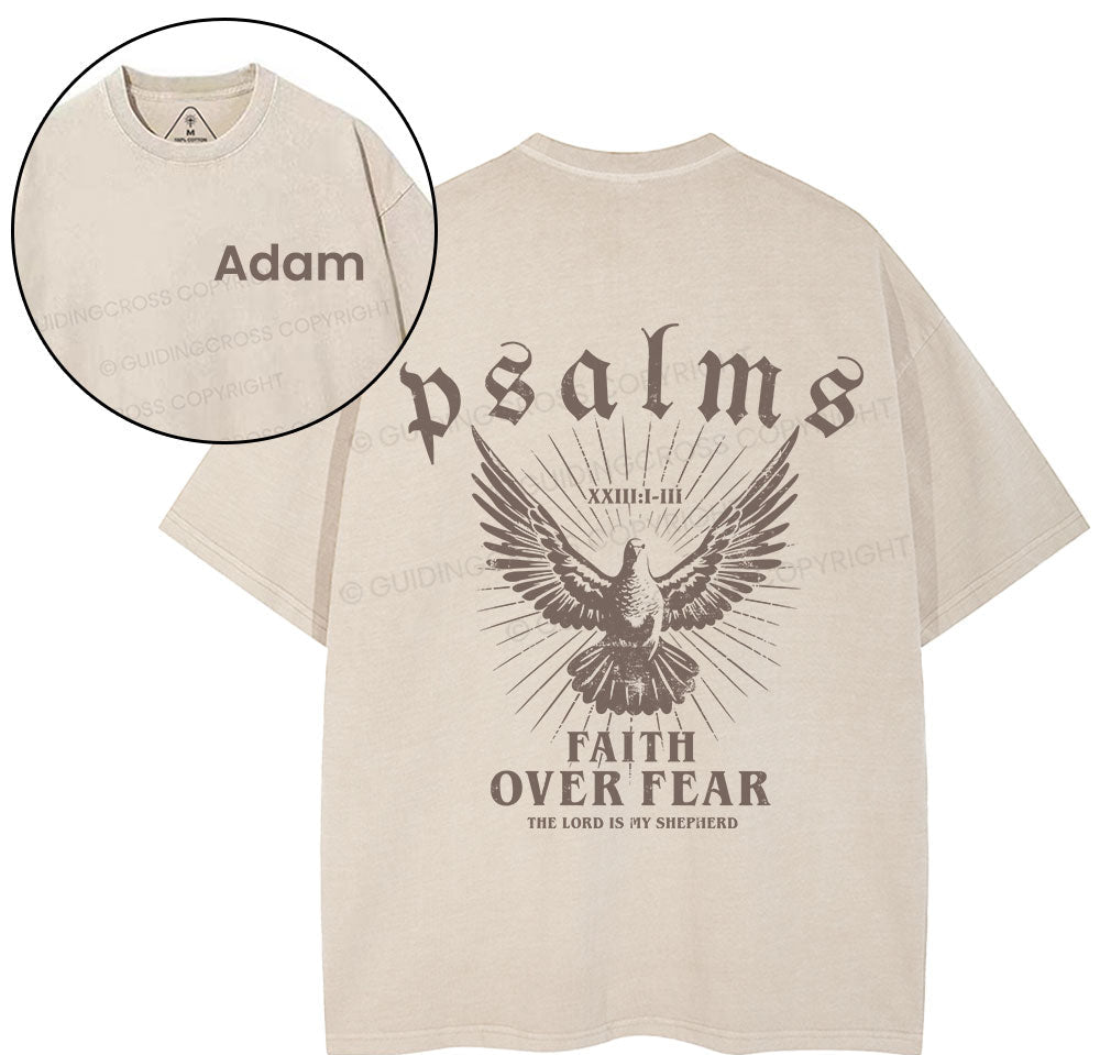 Personalized Faith Over Fear Christian Washed T-Shirt Sale - GuidingCross