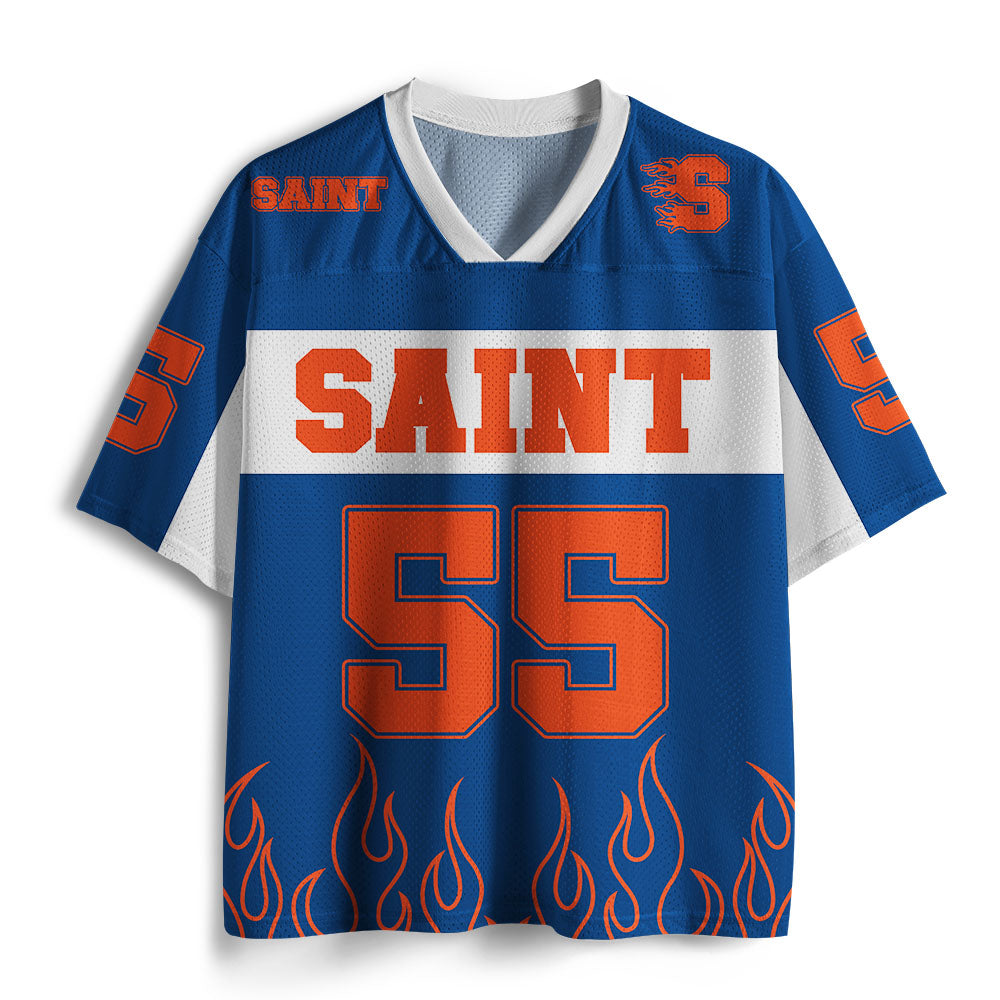 UniJames Personalized Saint Christian Blue Mesh Jersey