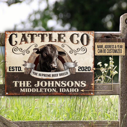 uni Customized Name Black Angus Cattle All Printed 3D Metal Sign