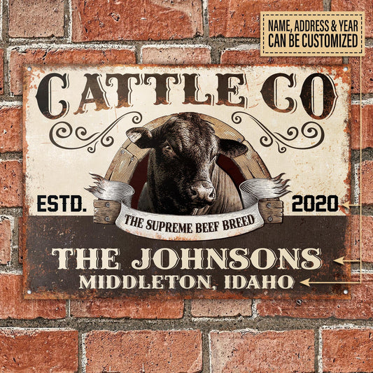 uni Customized Name Black Angus Cattle All Printed 3D Metal Sign