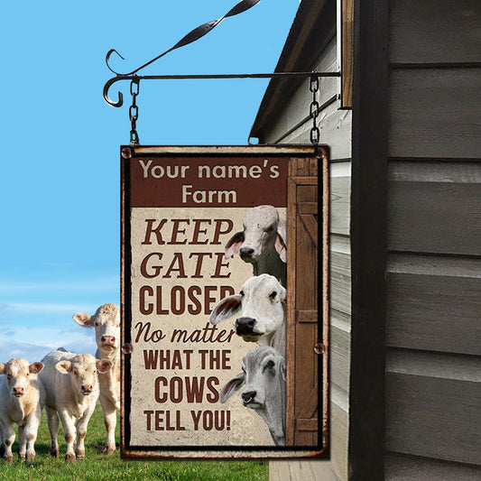 uni Customized Name BRAHMAN CATTLE LOVERS KEEP GATE CLOSED All Printed 3D Metal Sign
