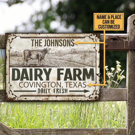 uni Customized Name Vintage Dairy Farm Daily Fresh All Printed 3D Metal Sign