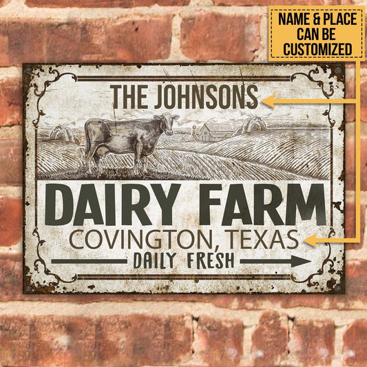 uni Customized Name Vintage Dairy Farm Daily Fresh All Printed 3D Metal Sign