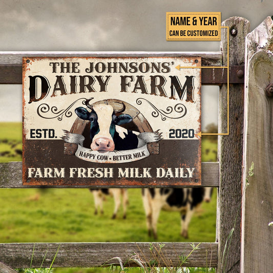 uni Customized Name Dairy Farm Fresh Milk Daily All Printed 3D Metal Sign
