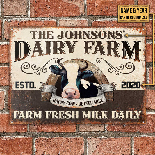 uni Customized Name Dairy Farm Fresh Milk Daily All Printed 3D Metal Sign