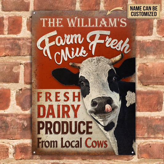 uni Customized Name Dairy Farm Fresh Milk Fresh Daily Local Cows All Printed 3D Metal Sign
