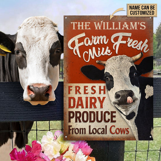 uni Customized Name Dairy Farm Fresh Milk Fresh Daily Local Cows All Printed 3D Metal Sign