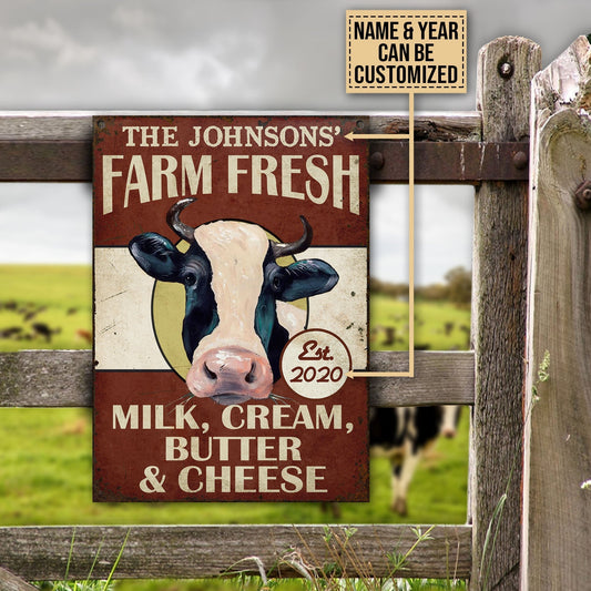 uni Customized Name Farm Fresh Milk Cream Butte Cheese All Printed 3D Metal Sign