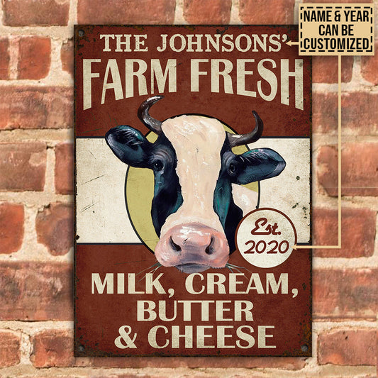 uni Customized Name Farm Fresh Milk Cream Butte Cheese All Printed 3D Metal Sign