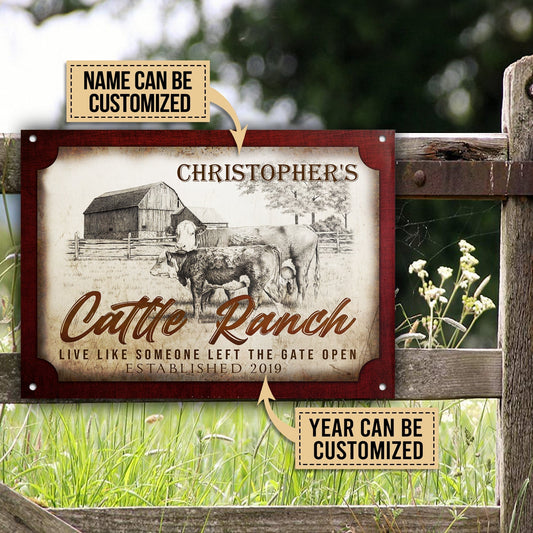 uni Customized Name Cattle Farm Cattle Ranch Live Like Someone Left The Gate Open Printed 3D Metal Sign