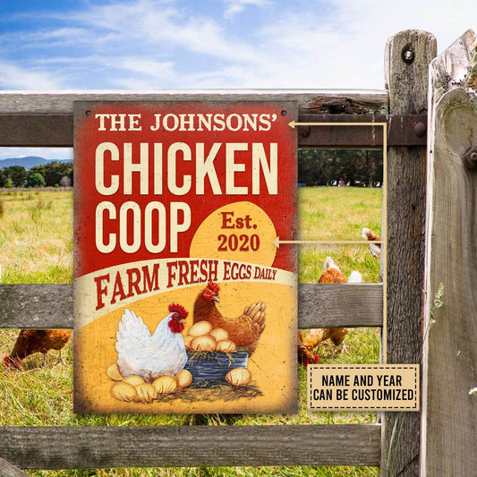 uni Personalized Chicken Coop Fresh Eggs All Printed 3D Metal Sign