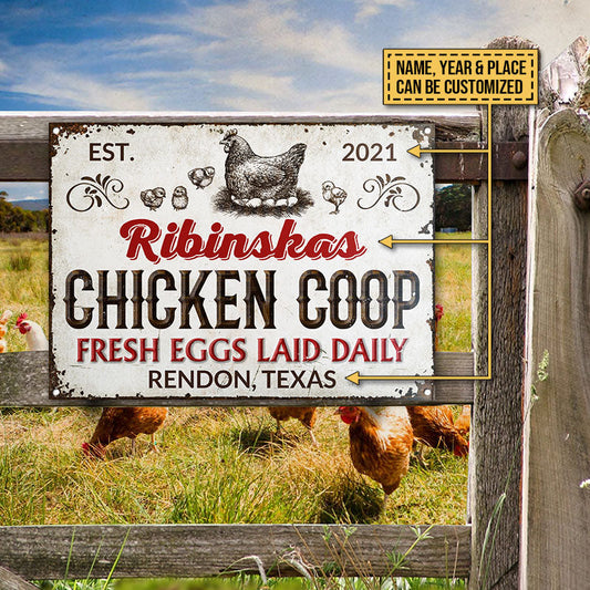 uni Personalized Chicken Coop Fresh Eggs Laid Daily All Printed 3D Metal Sign