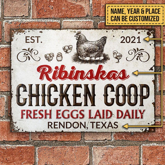 uni Personalized Chicken Coop Fresh Eggs Laid Daily All Printed 3D Metal Sign