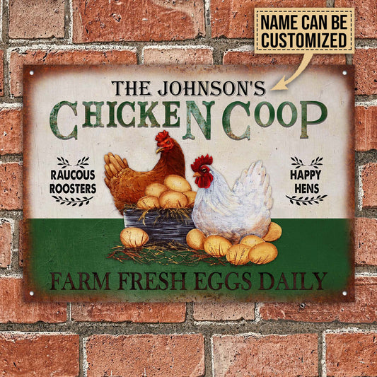 uni Personalized Chicken Coop Green All Printed 3D Metal Sign