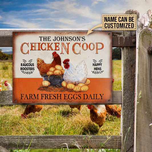 uni Personalized Chicken Coop Orange All Printed 3D Metal Sign