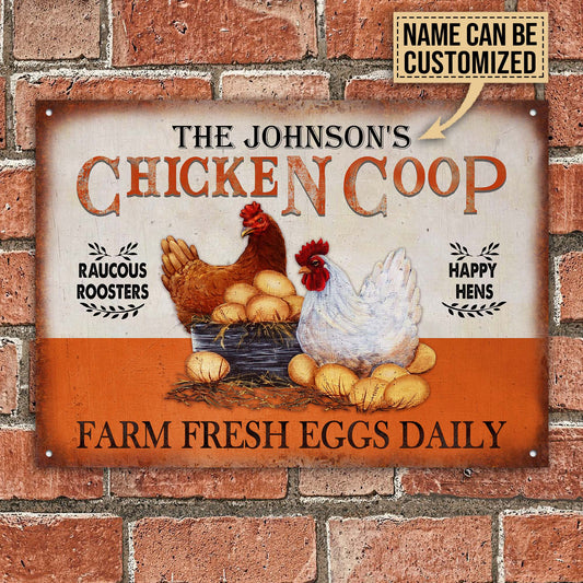 uni Personalized Chicken Coop Orange All Printed 3D Metal Sign