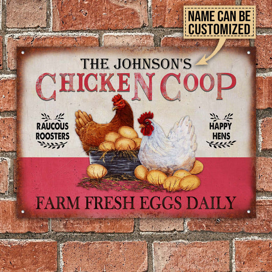 uni Personalized Chicken Coop Pink All Printed 3D Metal Sign