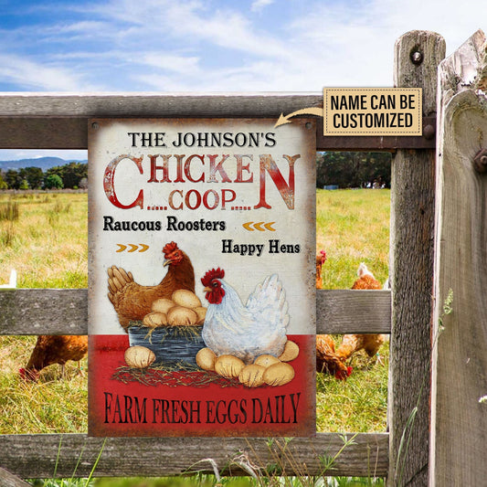 uni Personalized Chicken Coop Vertical All Printed 3D Metal Sign