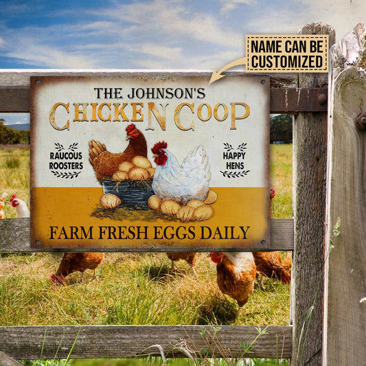 uni Personalized Chicken Coop Yellow All Printed 3D Metal Sign