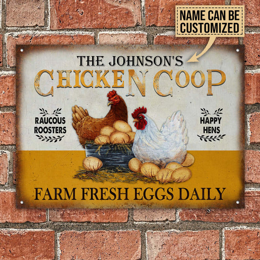 uni Personalized Chicken Coop Yellow All Printed 3D Metal Sign